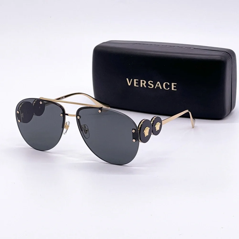 NEW VERSACE VE2250 1002/87 VERSACE AVIATOR SUNGLASSES MOD 2250 NEW VE2250 100287